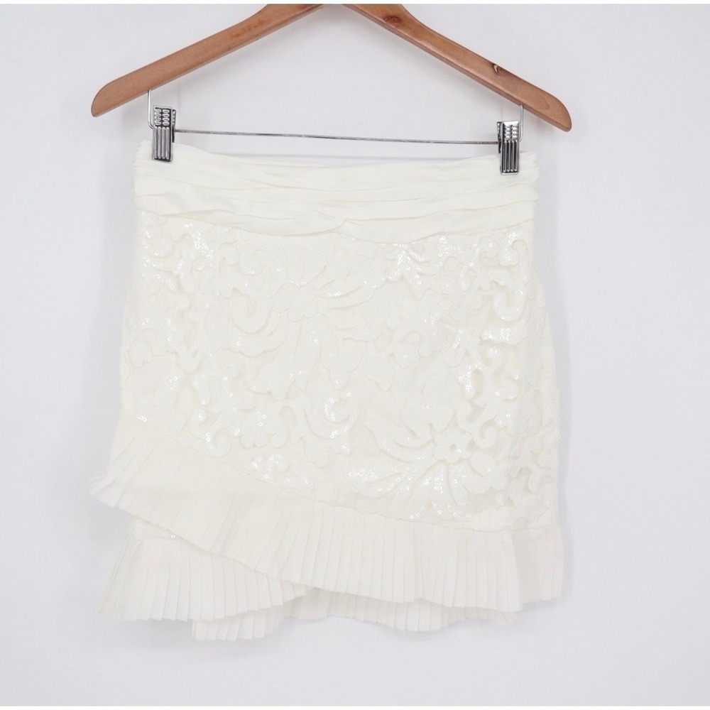 White Lace Ruffle Mini Skirt - Picture 2 of 6